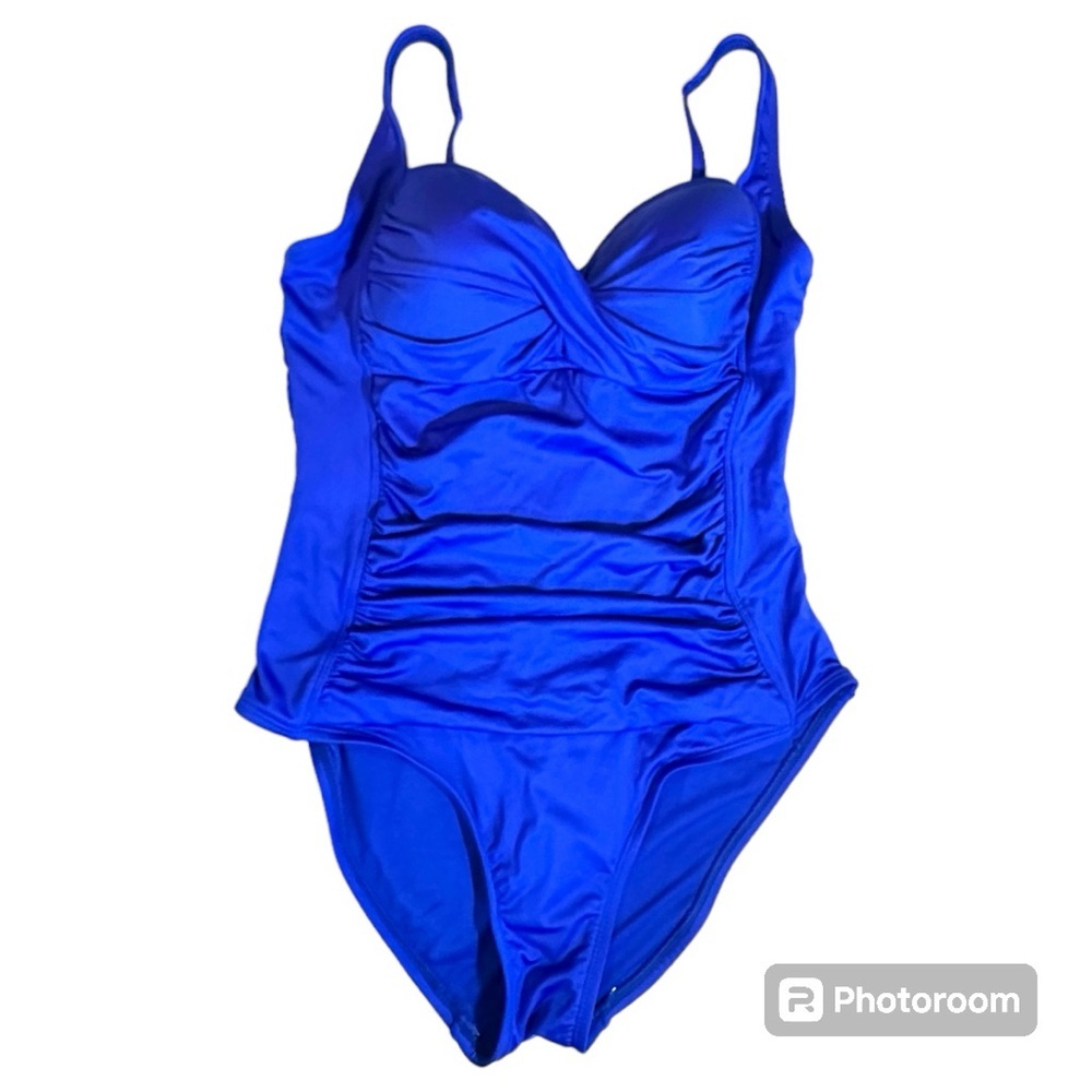 Liz Claiborne bright blue one piece swim suit Women’s size 8 | ff1